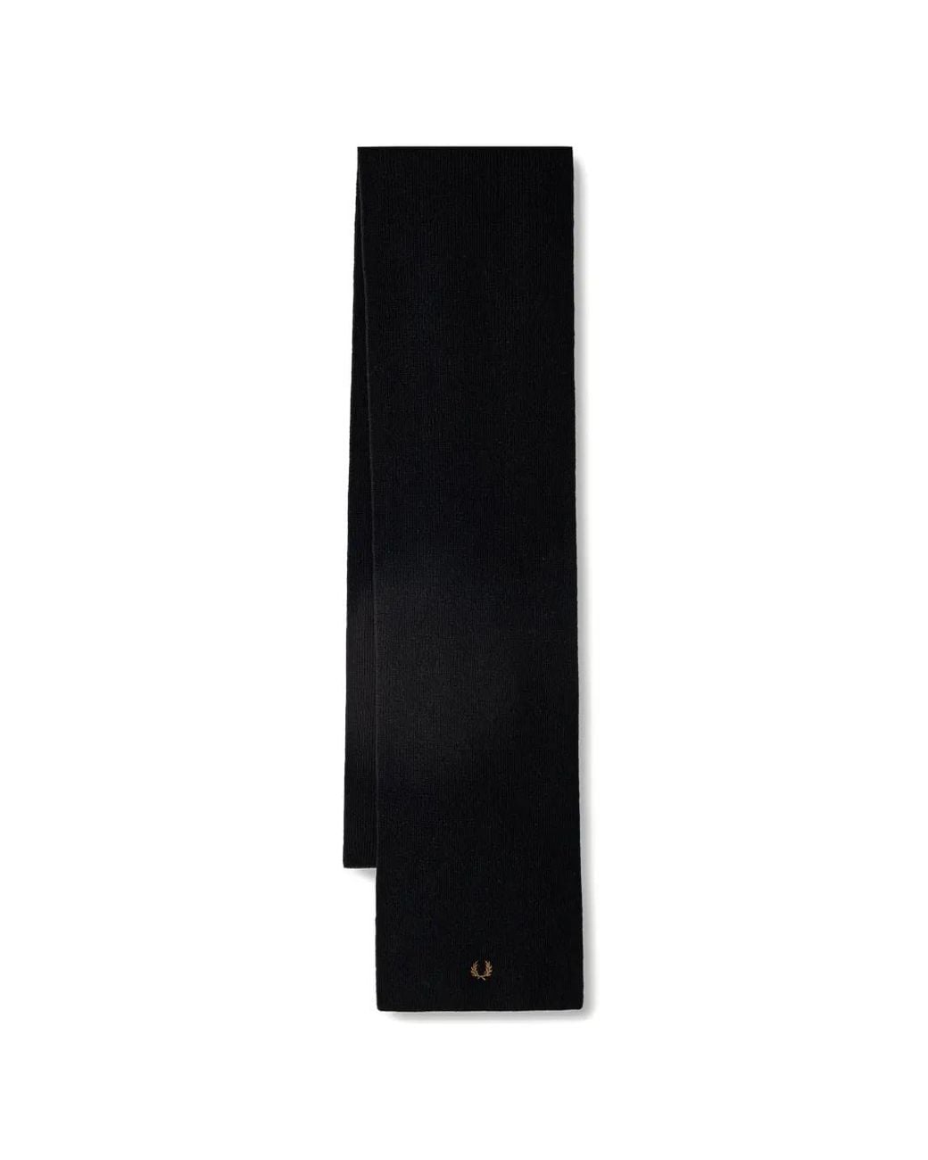 Fred Perry Black Wool Scarf