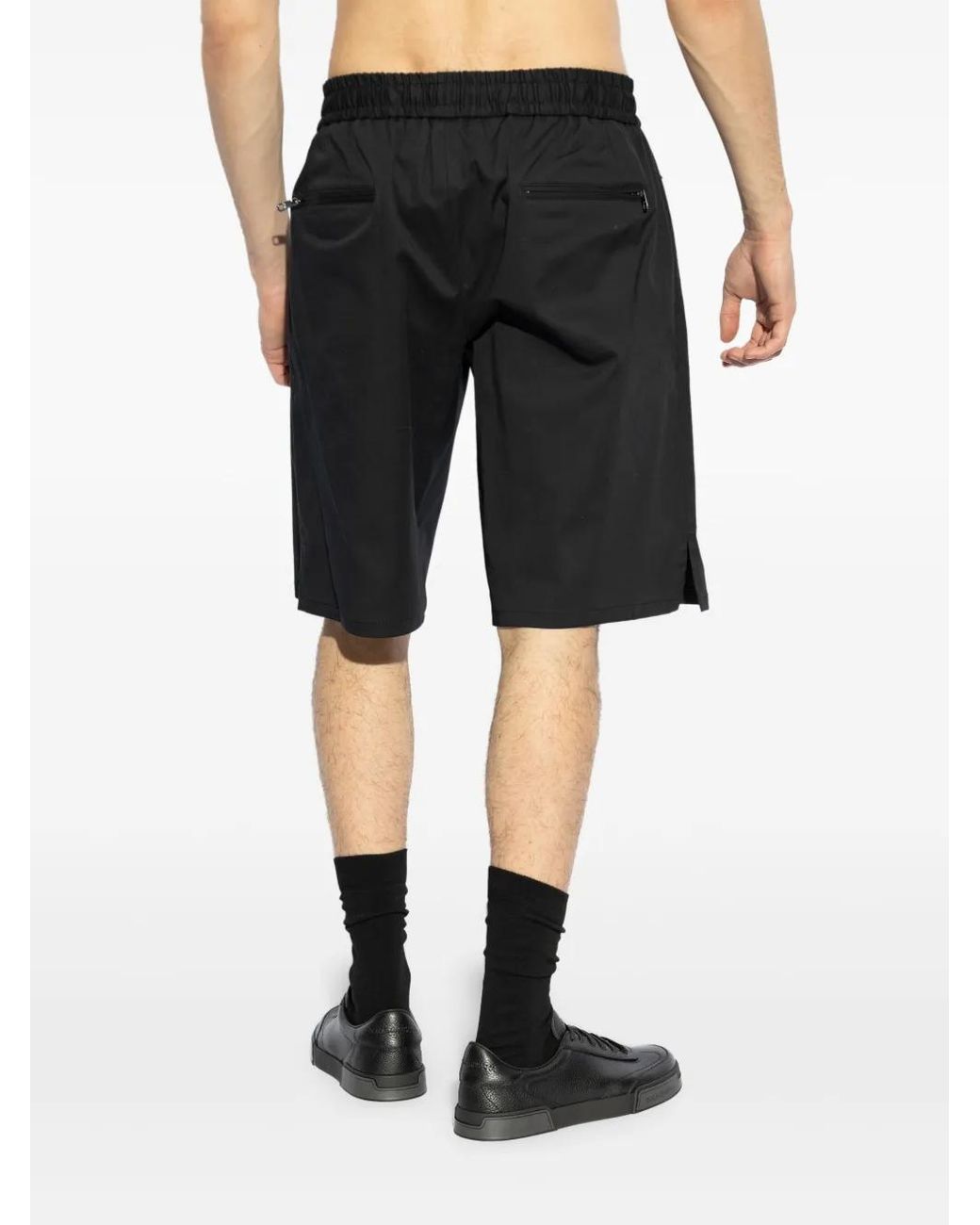 Dolce & Gabbana Black Logo-Plaque Track Shorts for men
