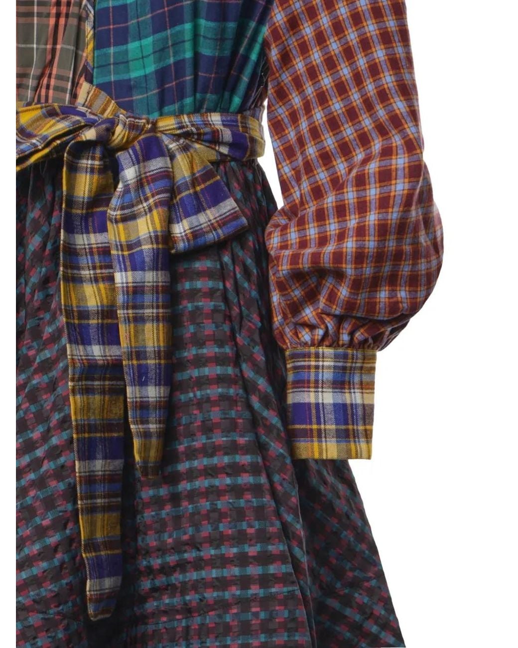 Celiab Blue Lumbre Patchwork Check Mini Dress