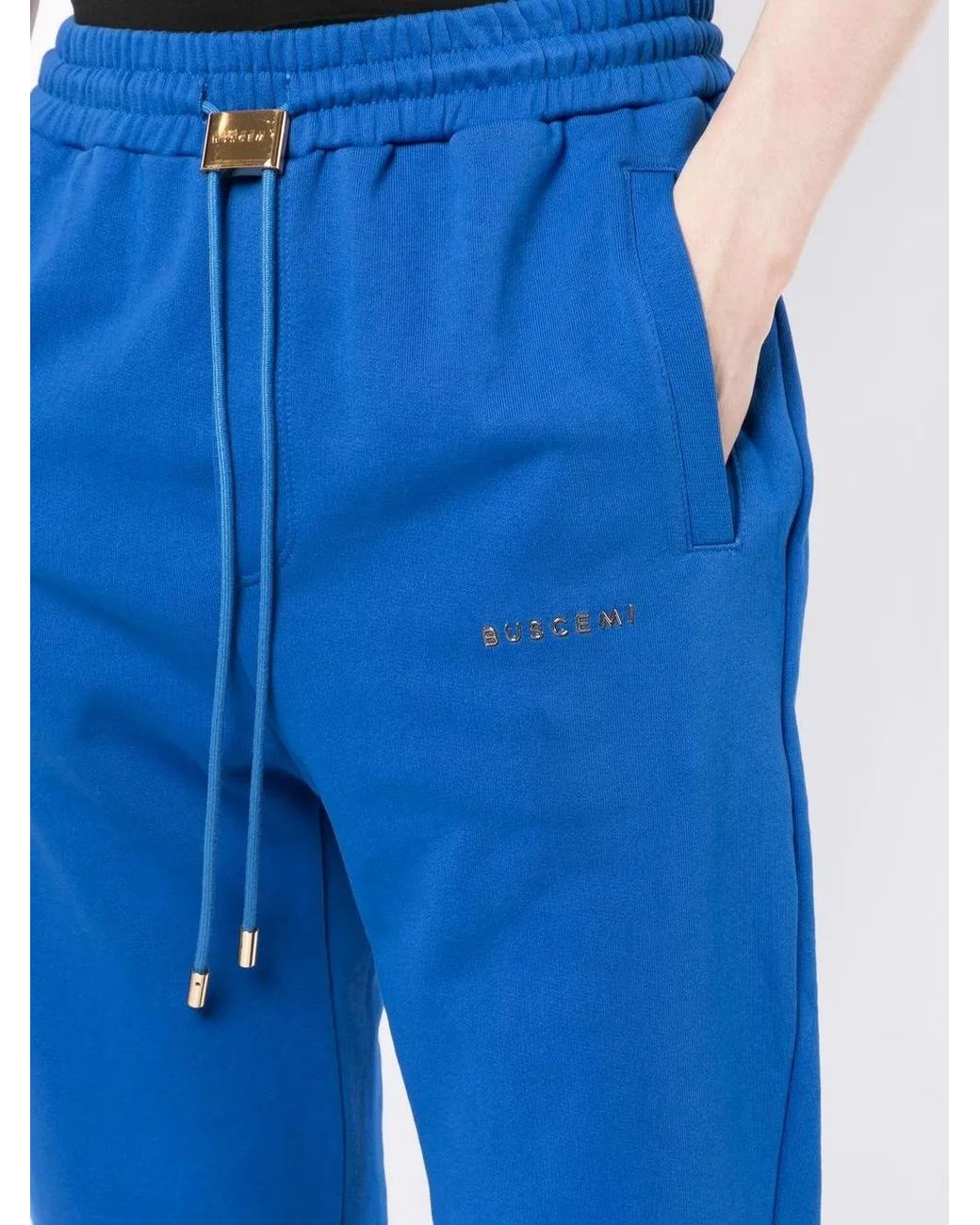 Buscemi Blue Logo-Plaque Track Pants for men