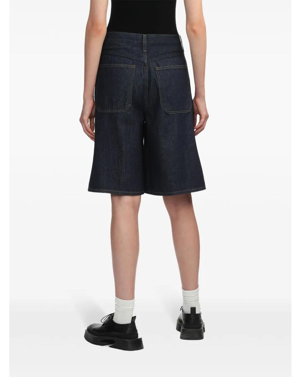 Agolde Blue Nolan Pleated Denim Shorts