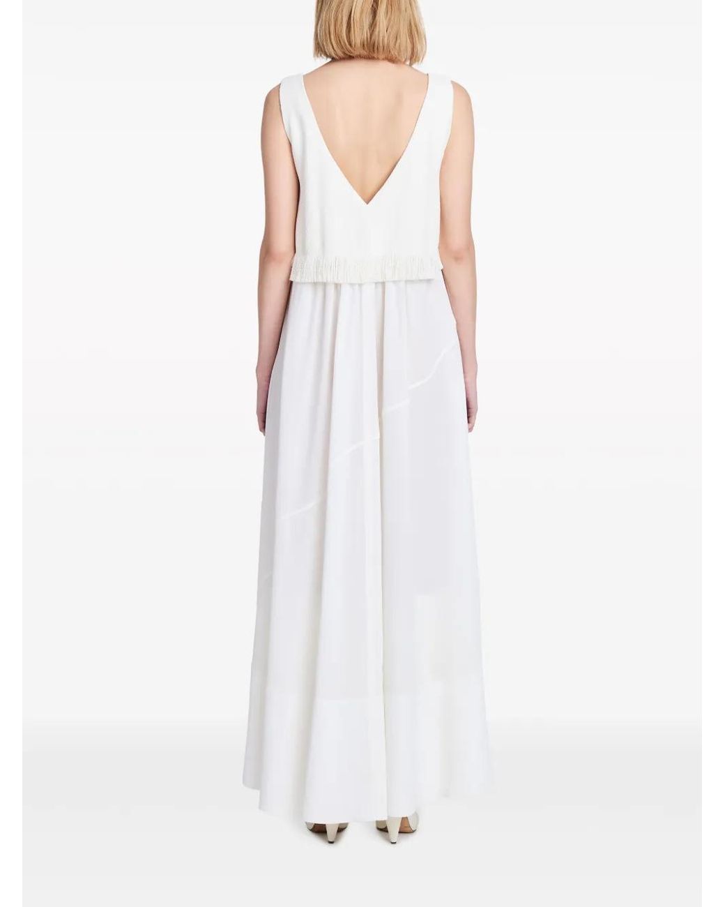 Proenza Schouler White Lynda Dress In Textured Marocaine With Boucle