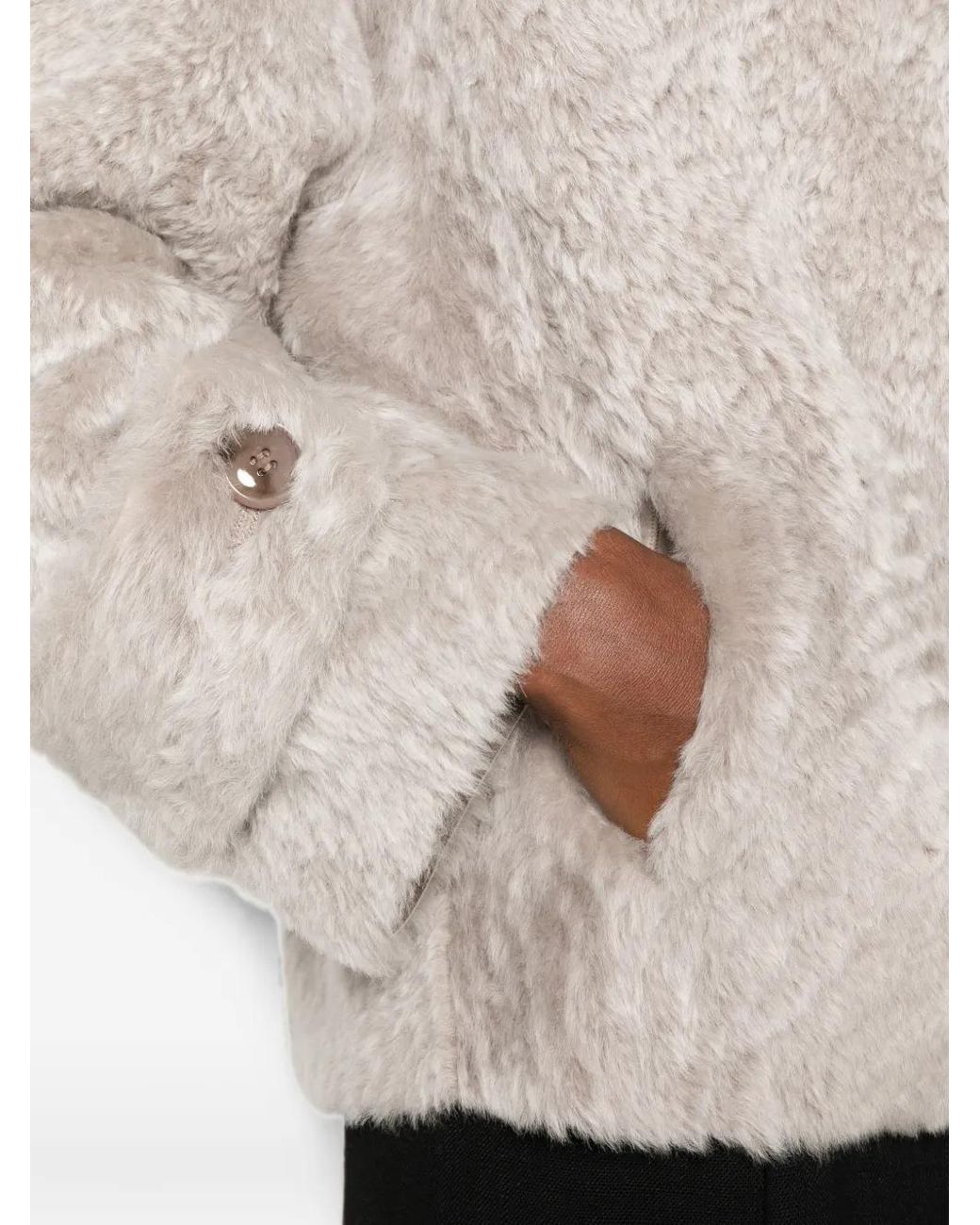 Manzoni 24 Gray Shearling Button-Up Coat