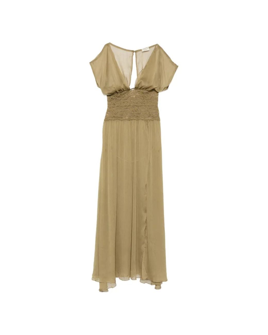 Arcina Ori Natural Mary Jane Lace-Panelled Maxi Dress