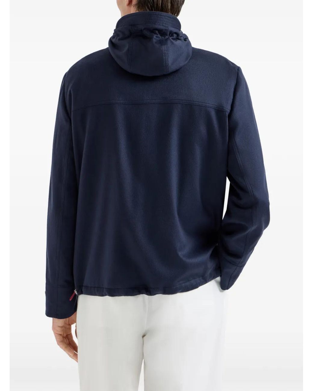 Brunello Cucinelli Blue Cashmere Hooded Jacket for men