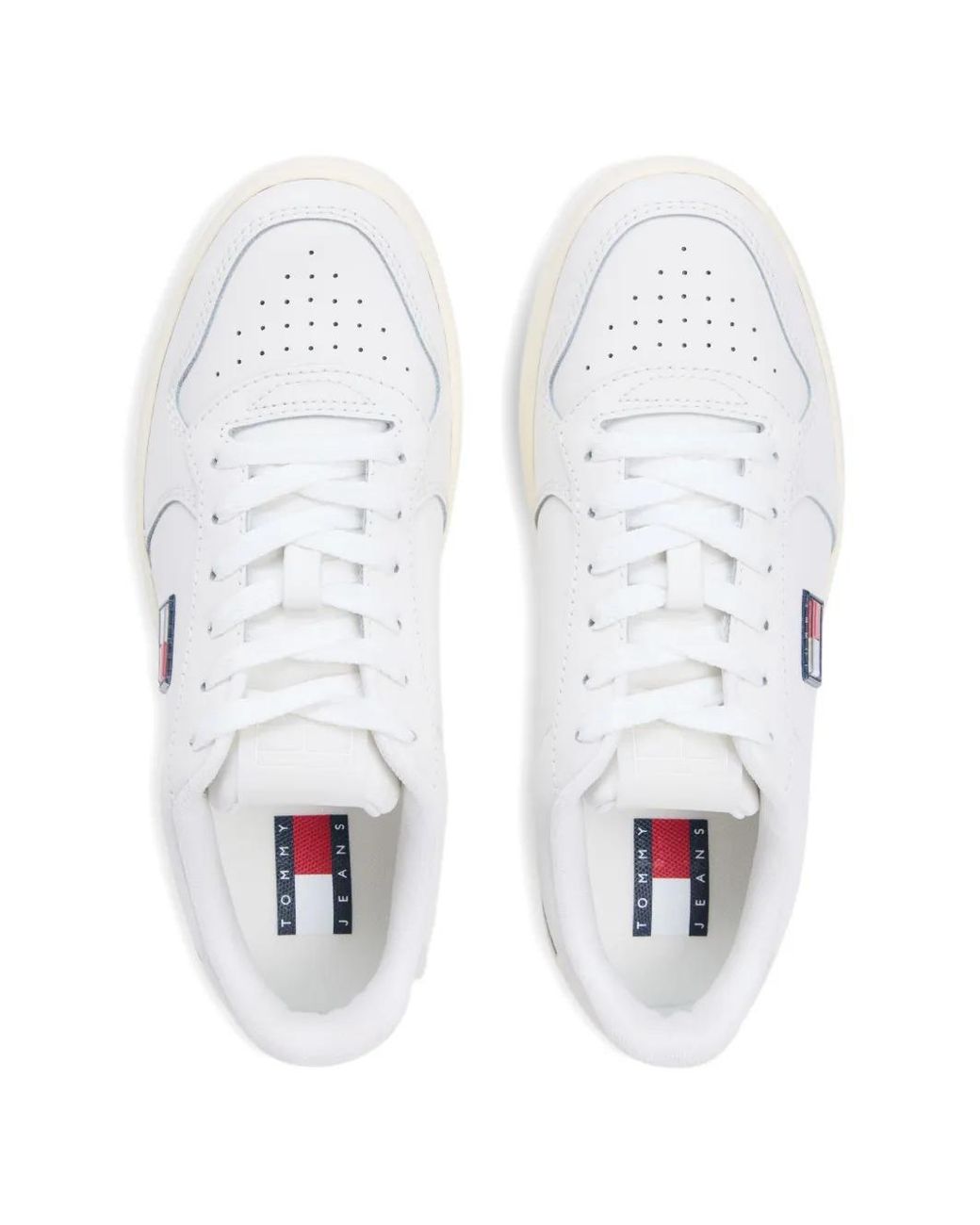 Tommy Hilfiger White Logo-Patch Perforated Sneakers