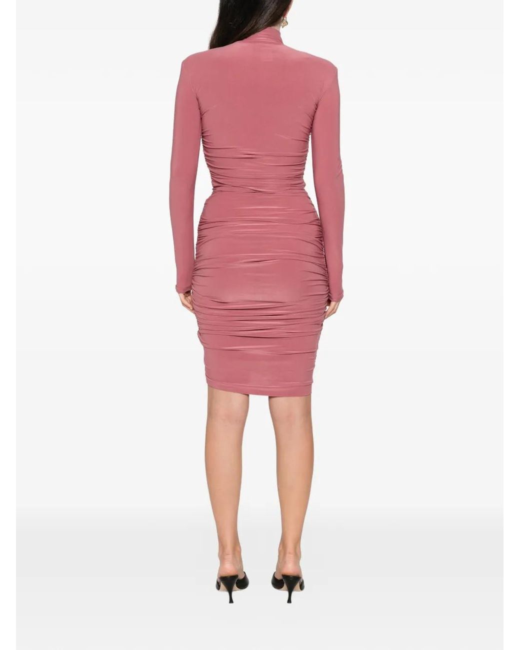 MITILIANE COUTURE Pink Ruched Zipped Mini Dress