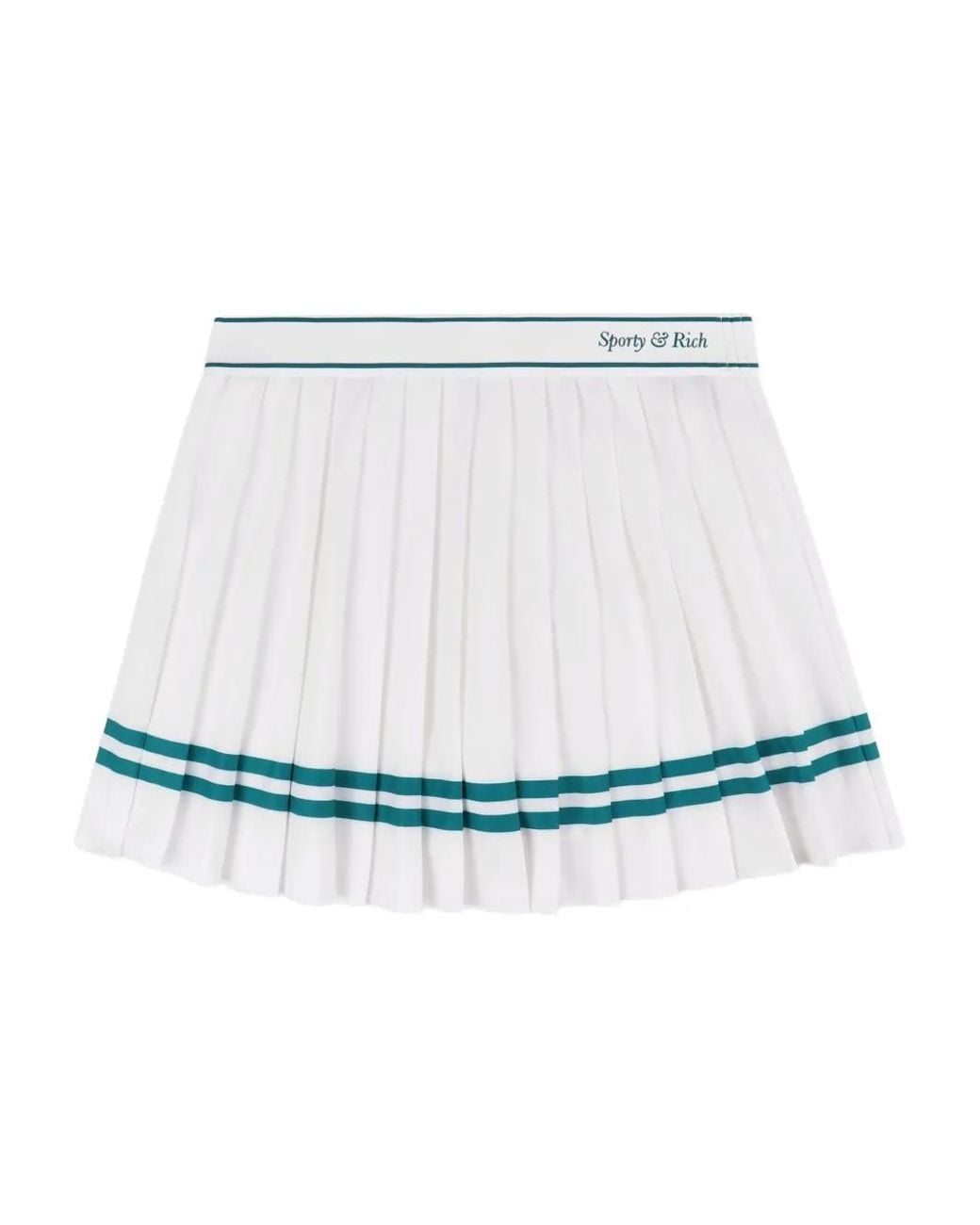 Sporty & Rich White Pleated Stripe Mini Skirt