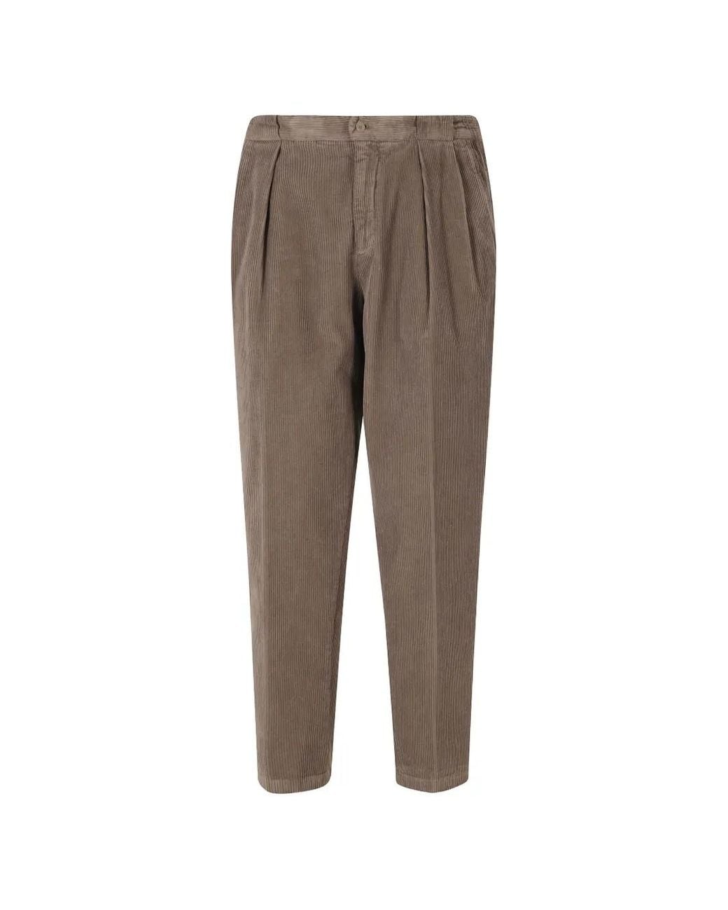 Briglia 1949 Gray Portobello Pleated Corduroy Trousers for men