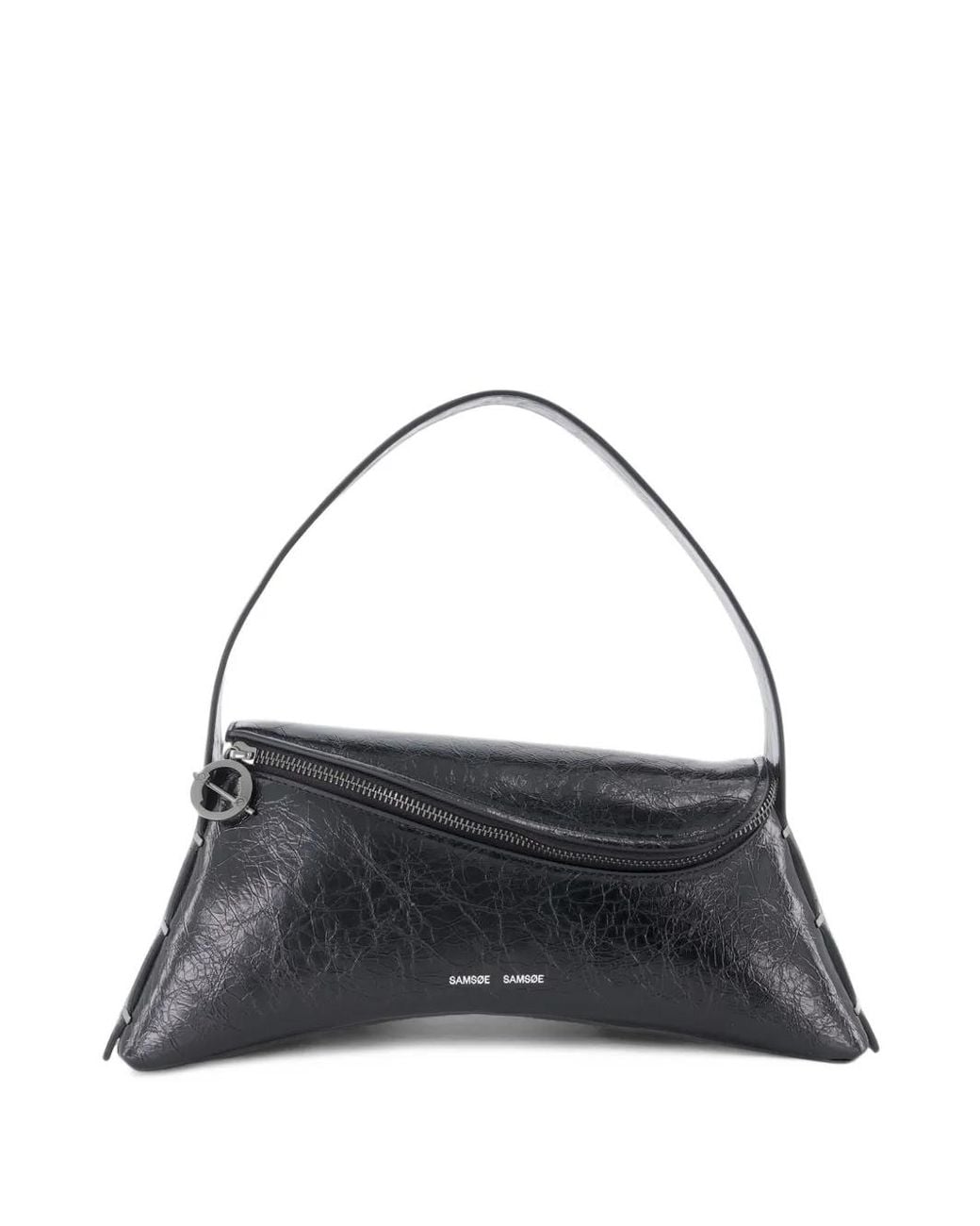 Samsøe & Samsøe Black Sadandy Crinkled Leather Shoulder Bag
