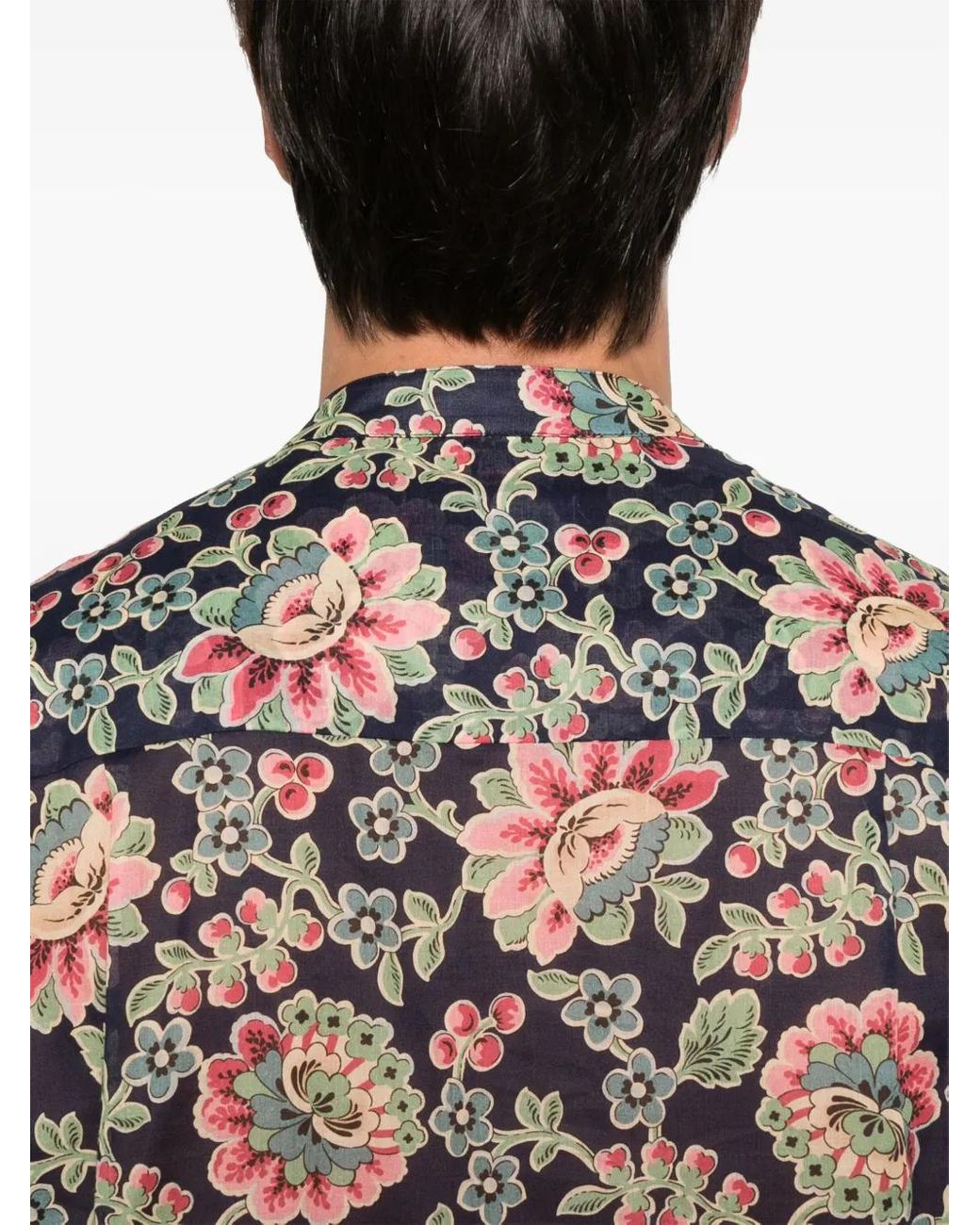 Vivienne Westwood Gray Dark Floral Print Mock Neck Shirt for men
