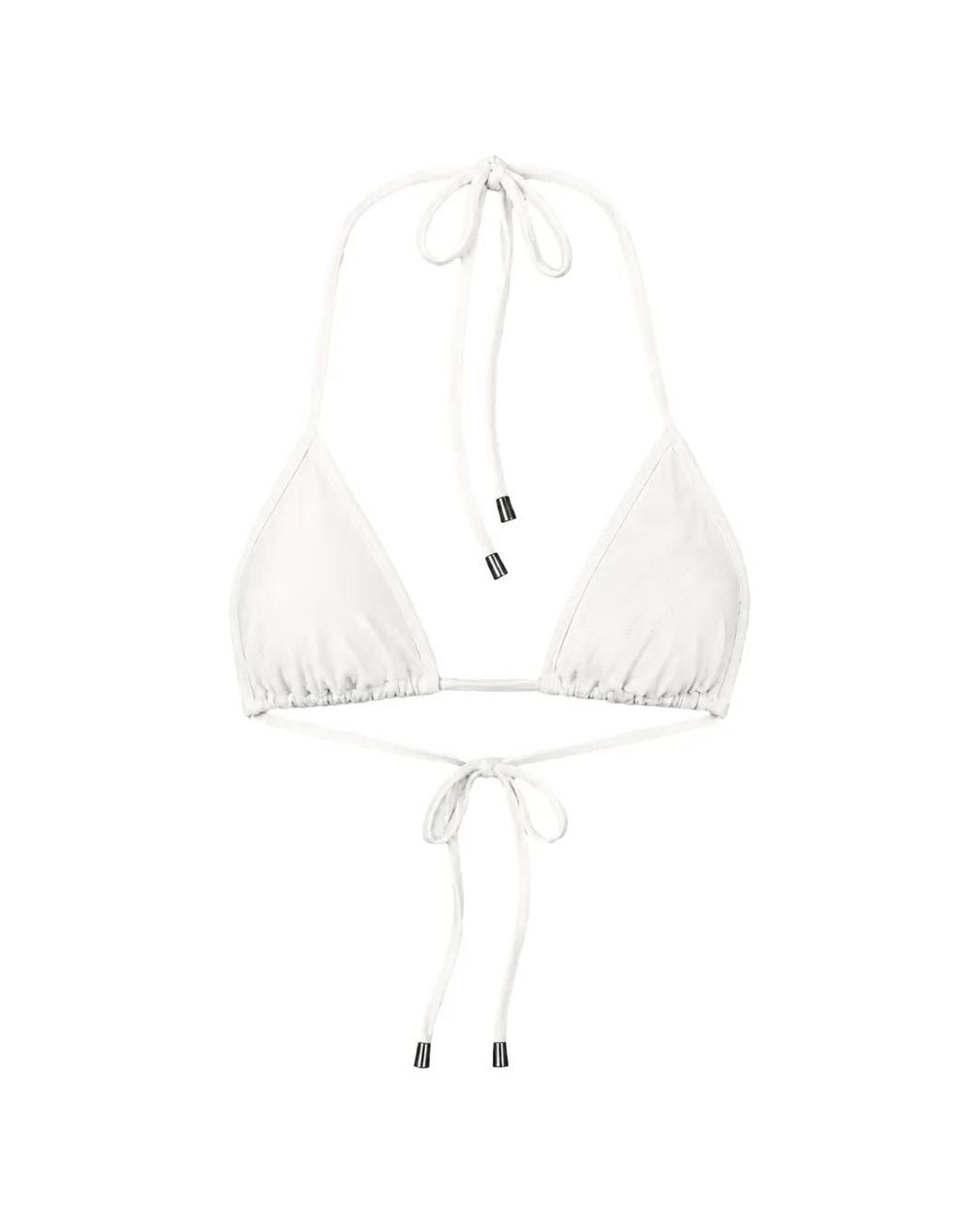 Philipp Plein White Triangle Bikini Top
