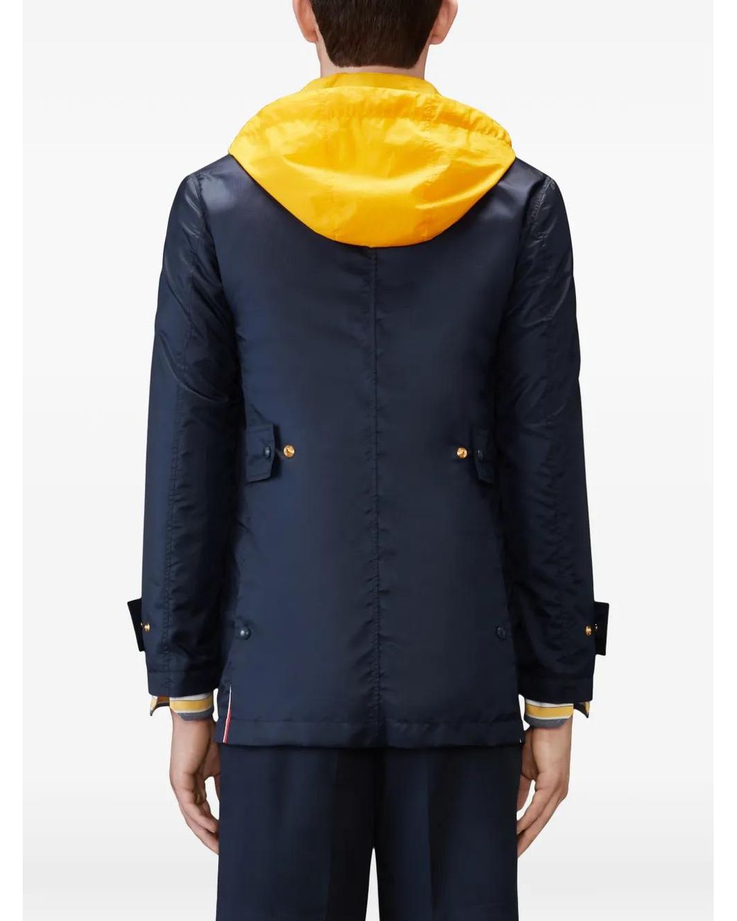 Thom Browne Blue Ripstop Unconstructed Relaxed Overcoat for men