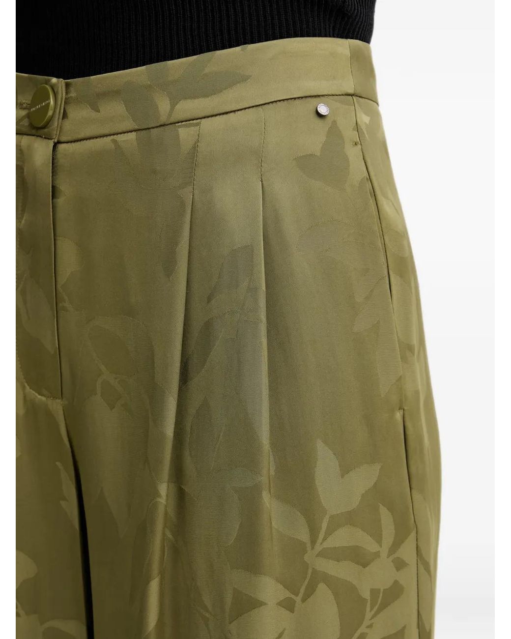 ARMANI EXCHANGE Green Floral-Pattern Palazzo Pants