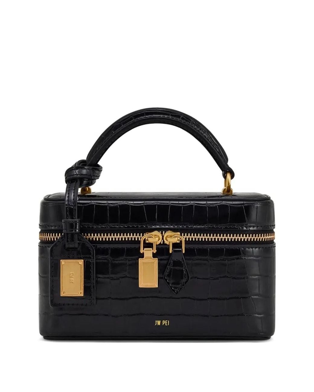 JW PEI Black Cleo Box Shape Top Handle Bag