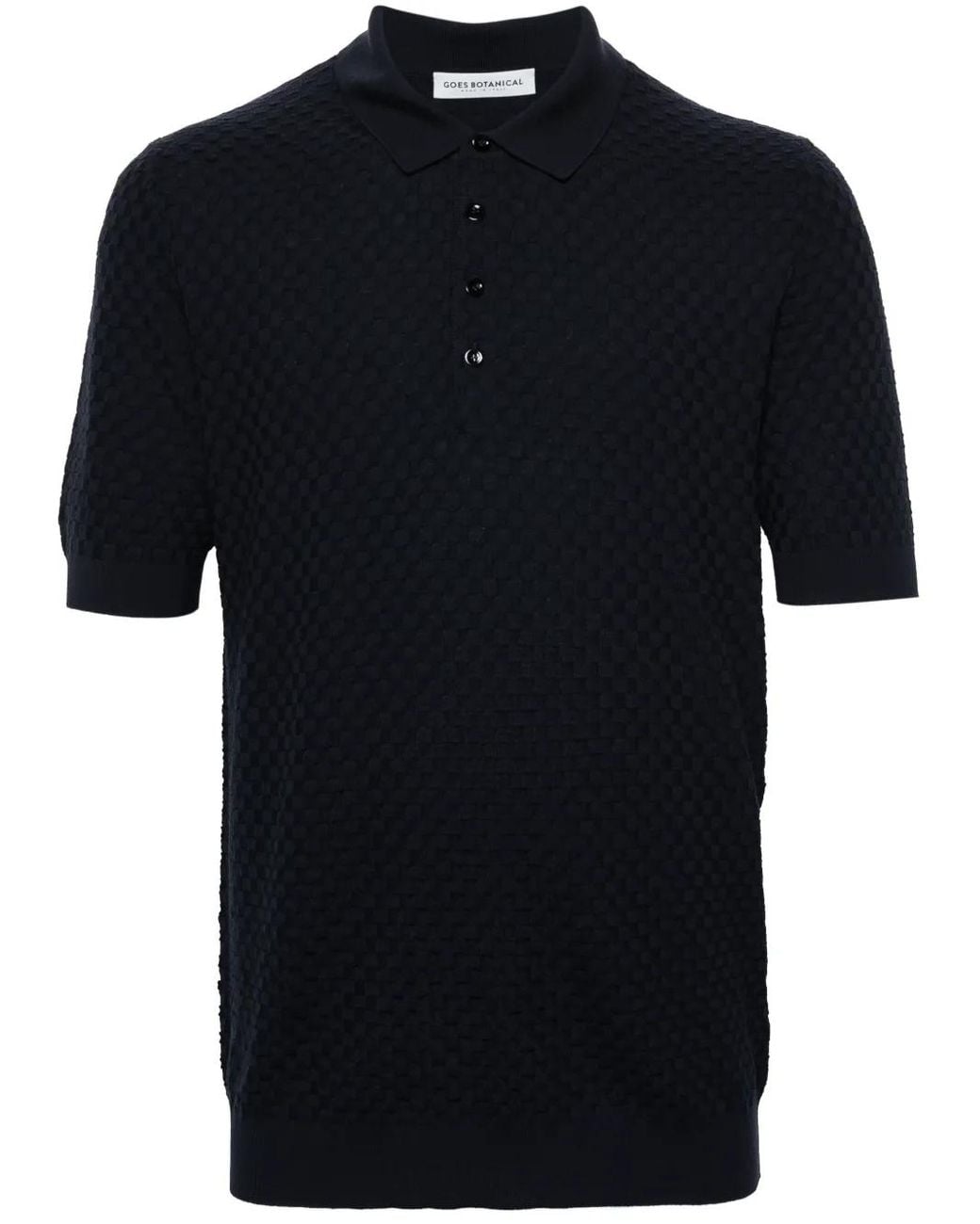 GOES BOTANICAL Black Interlock Merino Wool Polo Shirt for men