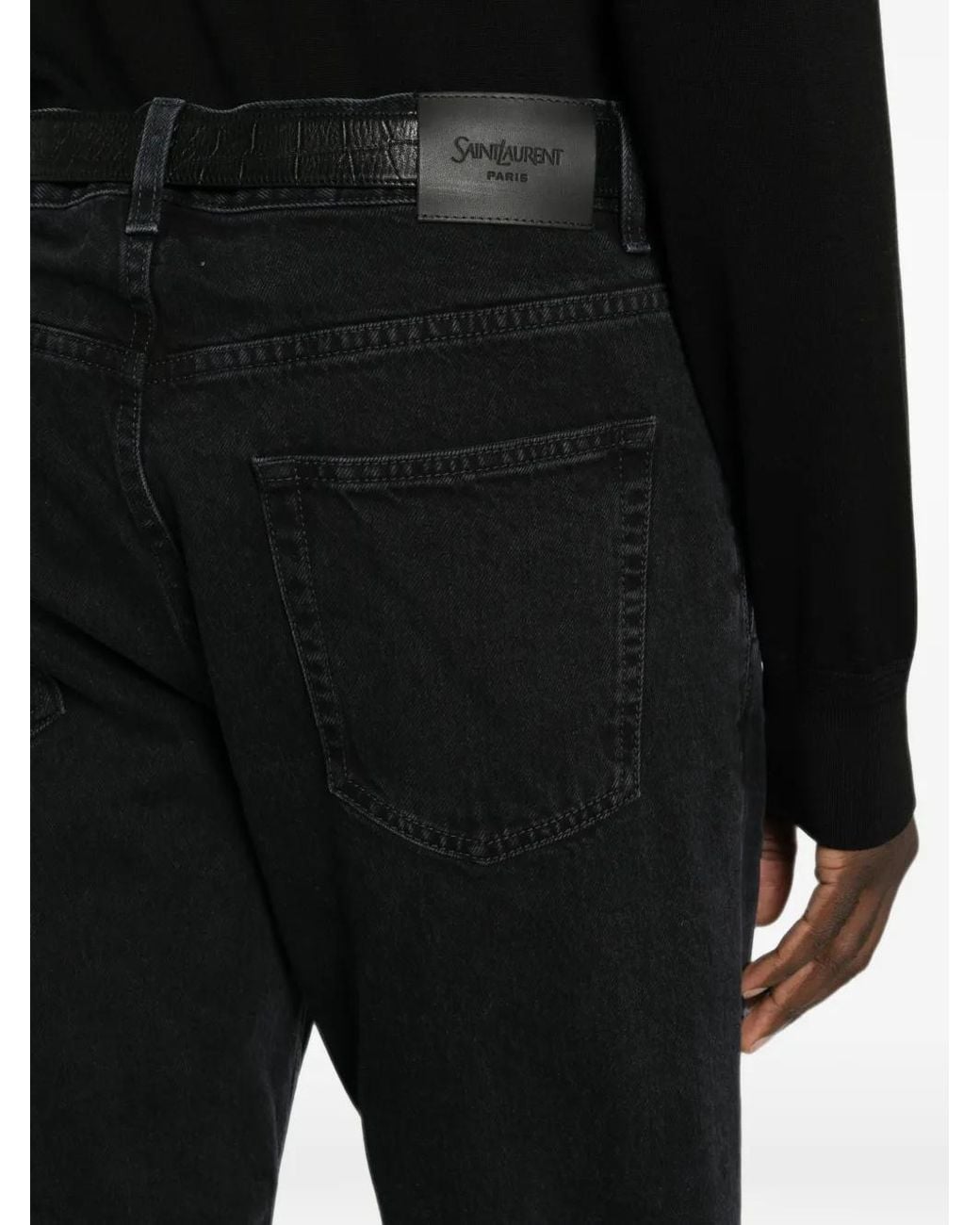 Saint Laurent Black Logo-Patch Jeans for men