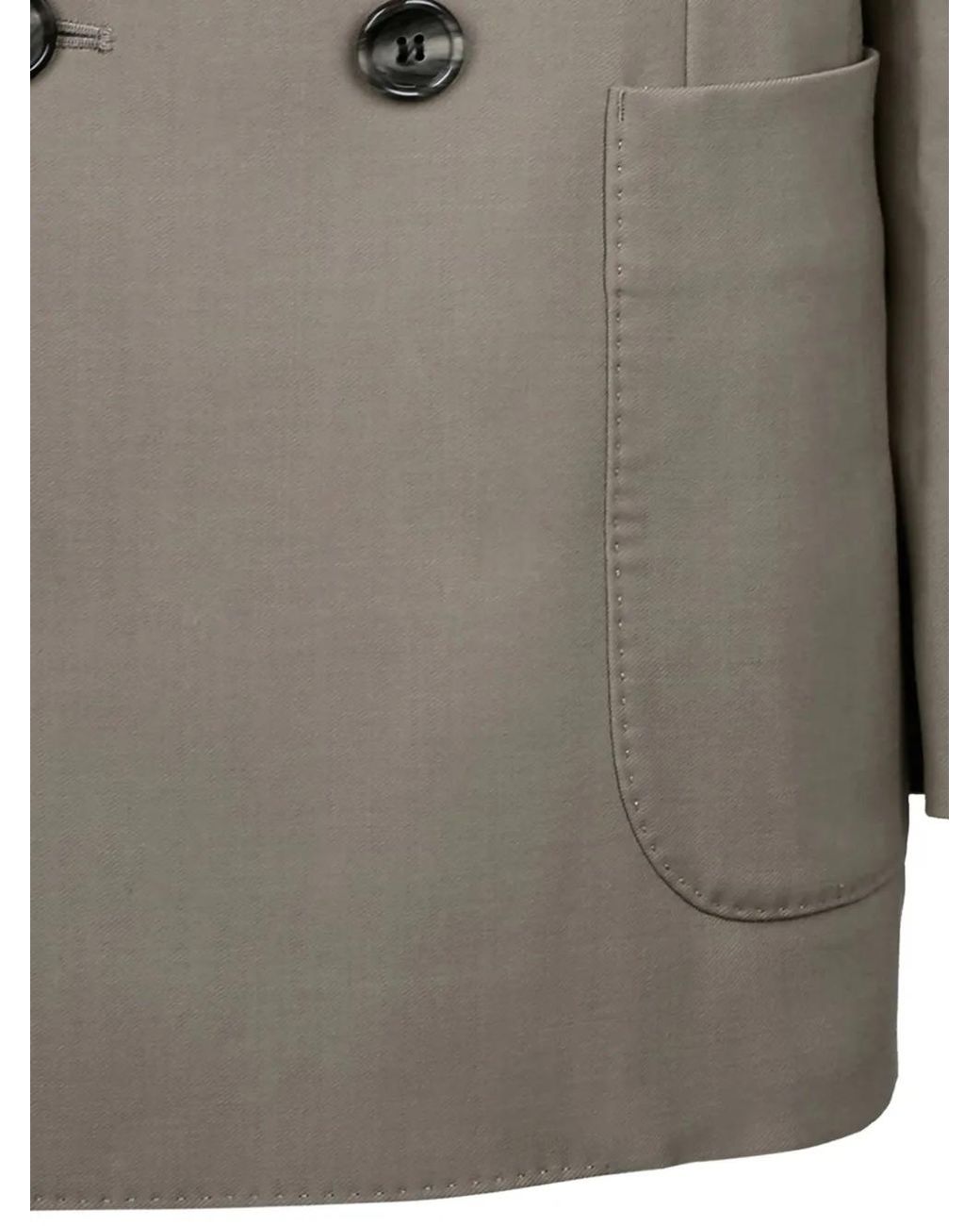 AMI Gray Double-Breasted Blazer