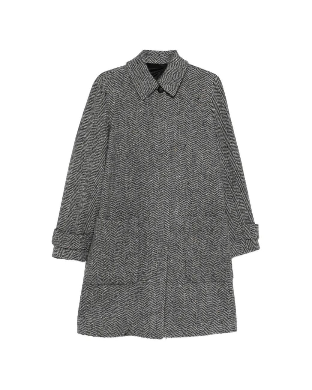 Manuel Ritz Gray Mélange Chevron Coat