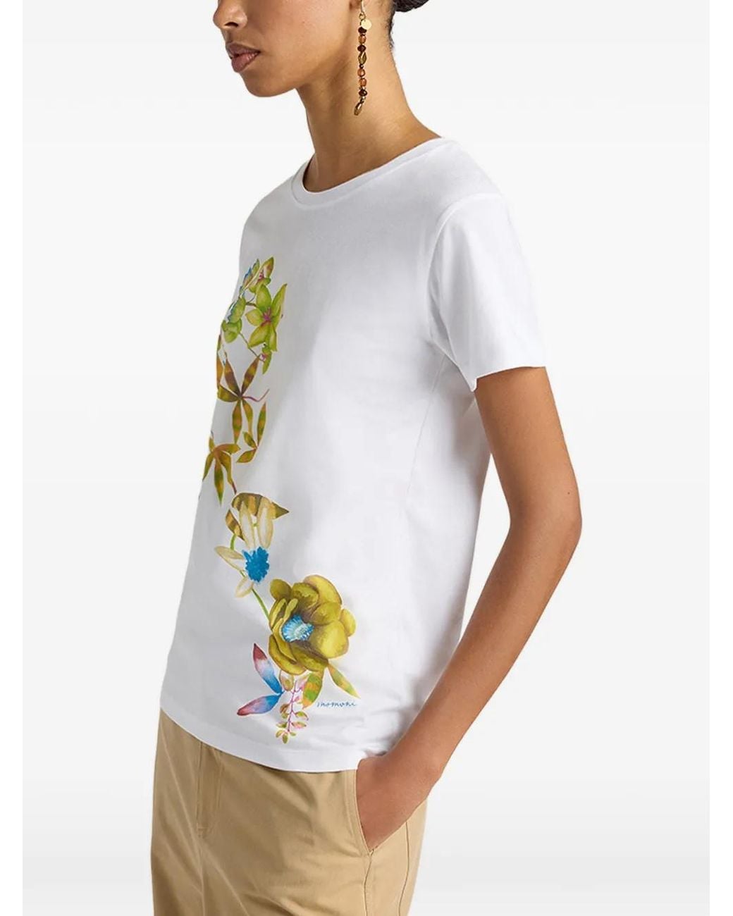 Momoní White T-Shirt Querencia À Fleurs