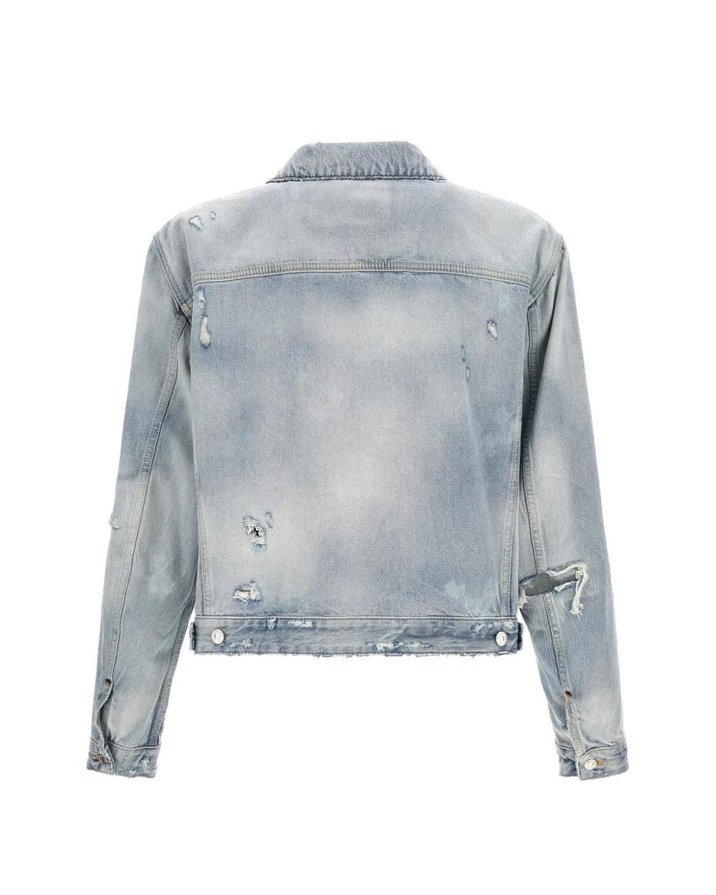 DSquared² Blue Distressed-Effect Frayed Denim Jacket for men