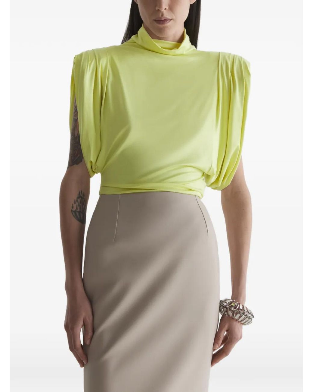 Blusa De Tejido Jersey Mugler de color Green