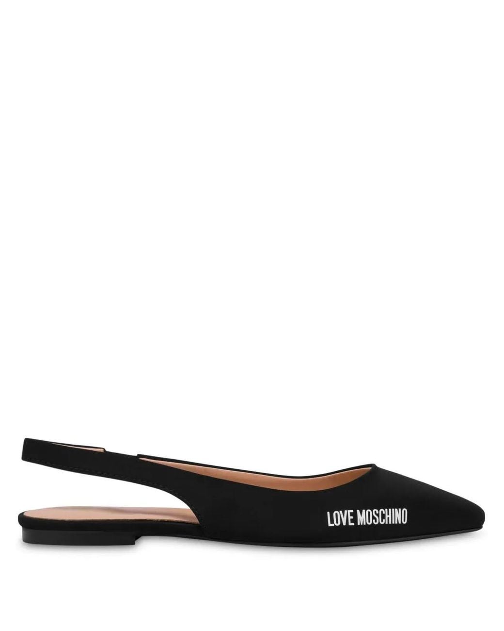 Love Moschino Black Leather Ballerina Shoes