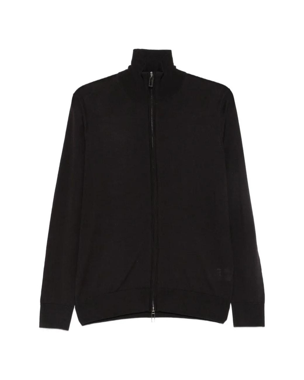 Paolo Pecora Black Zip-Up High-Neck Cardigan for men