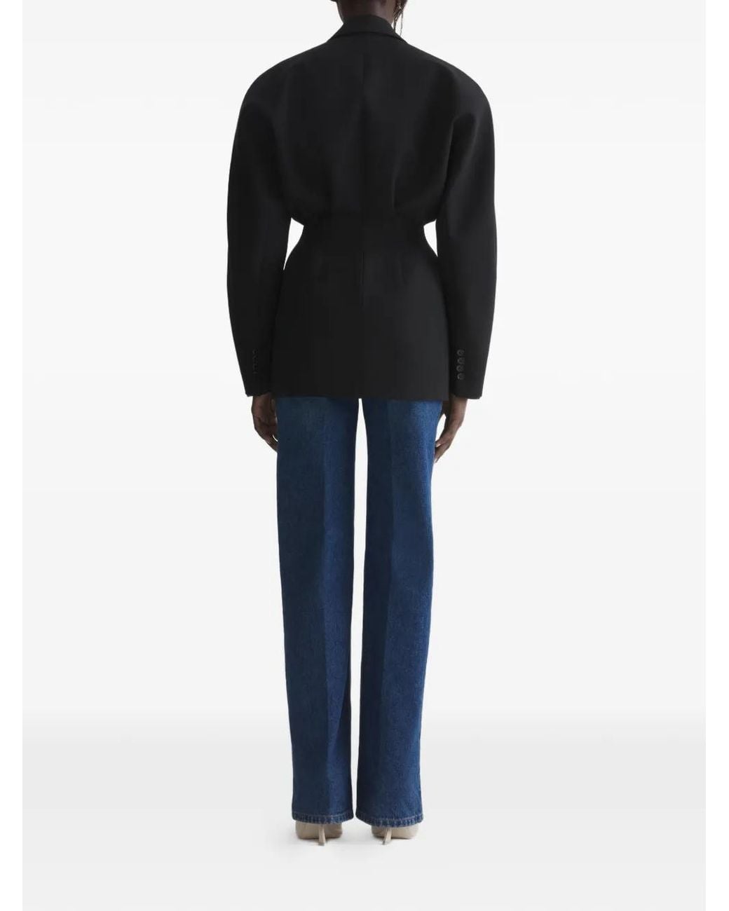 Mugler Black Oversized Sleeves Structured Jacket