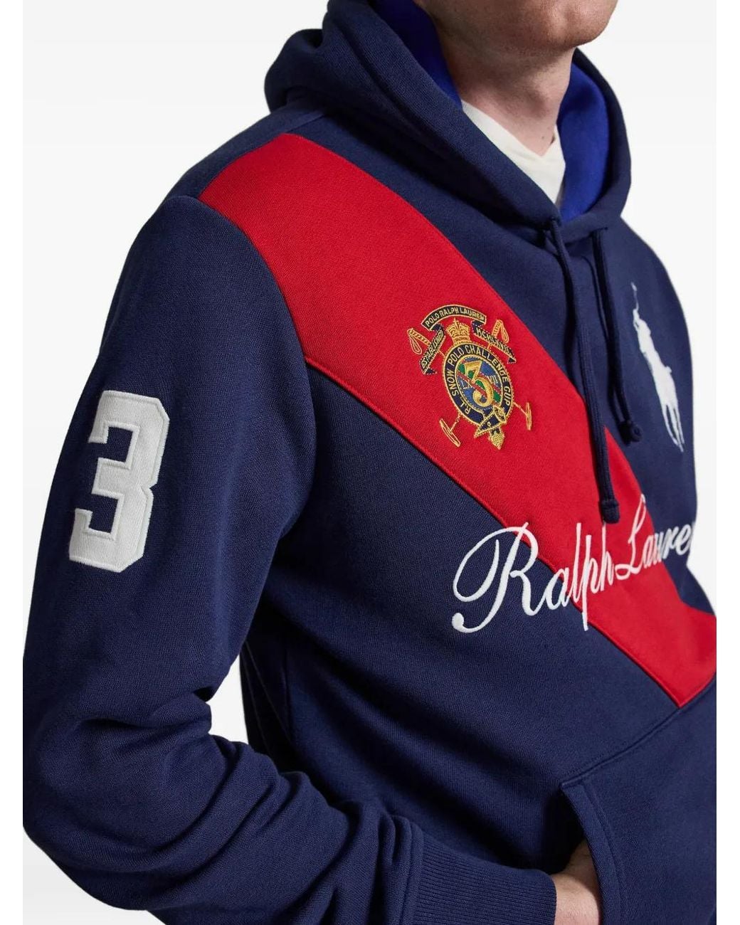 Polo Ralph Lauren Blue Logo-Embroidered Sash-Detail Hoodie for men