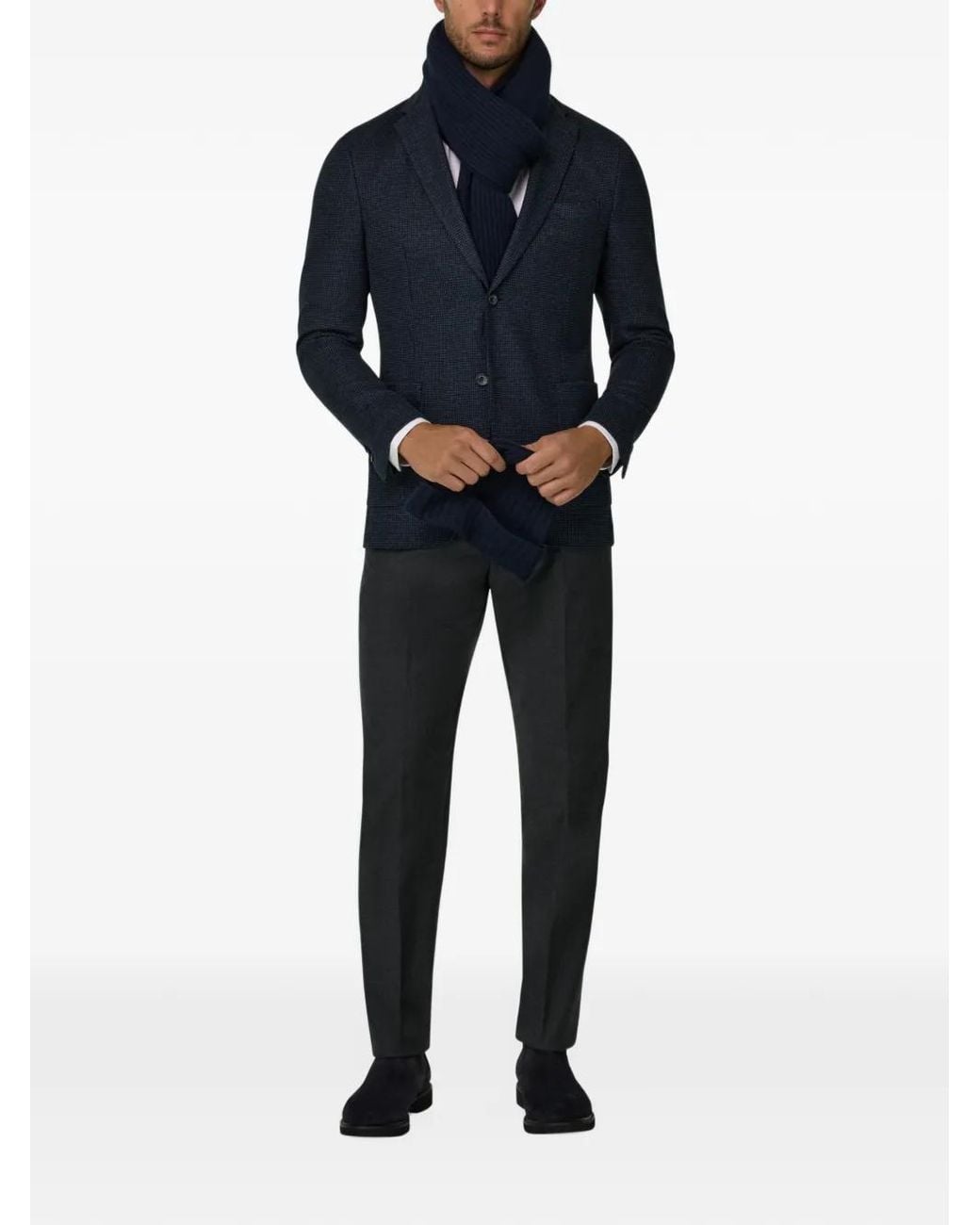 Boggi Blue Blazer Micro-Patterned Cotton-Blend B Jersey for men