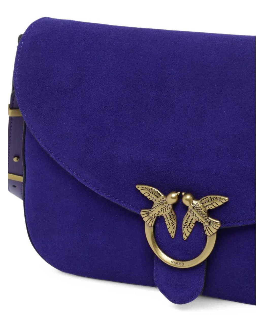 Pinko Purple Love Classic Suede Satchel Bag