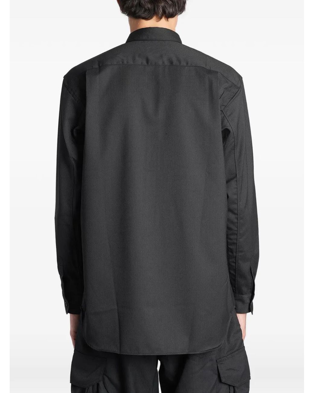 Comme des Garçons Black Stripe-Pattern Patch-Pocket Shirt for men