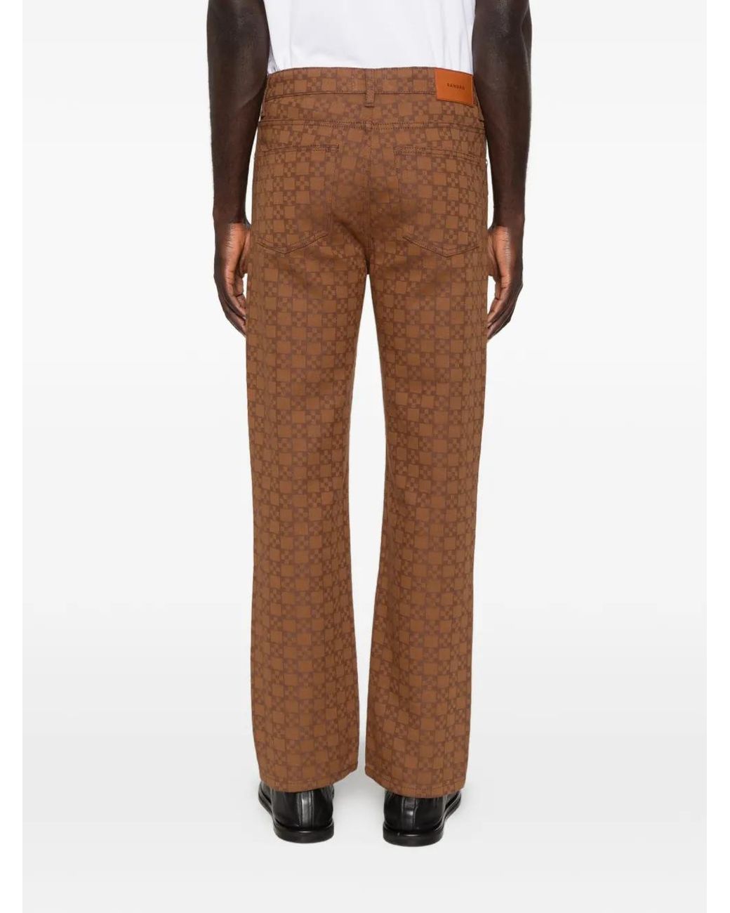Sandro White Monogram-Pattern Jeans for men
