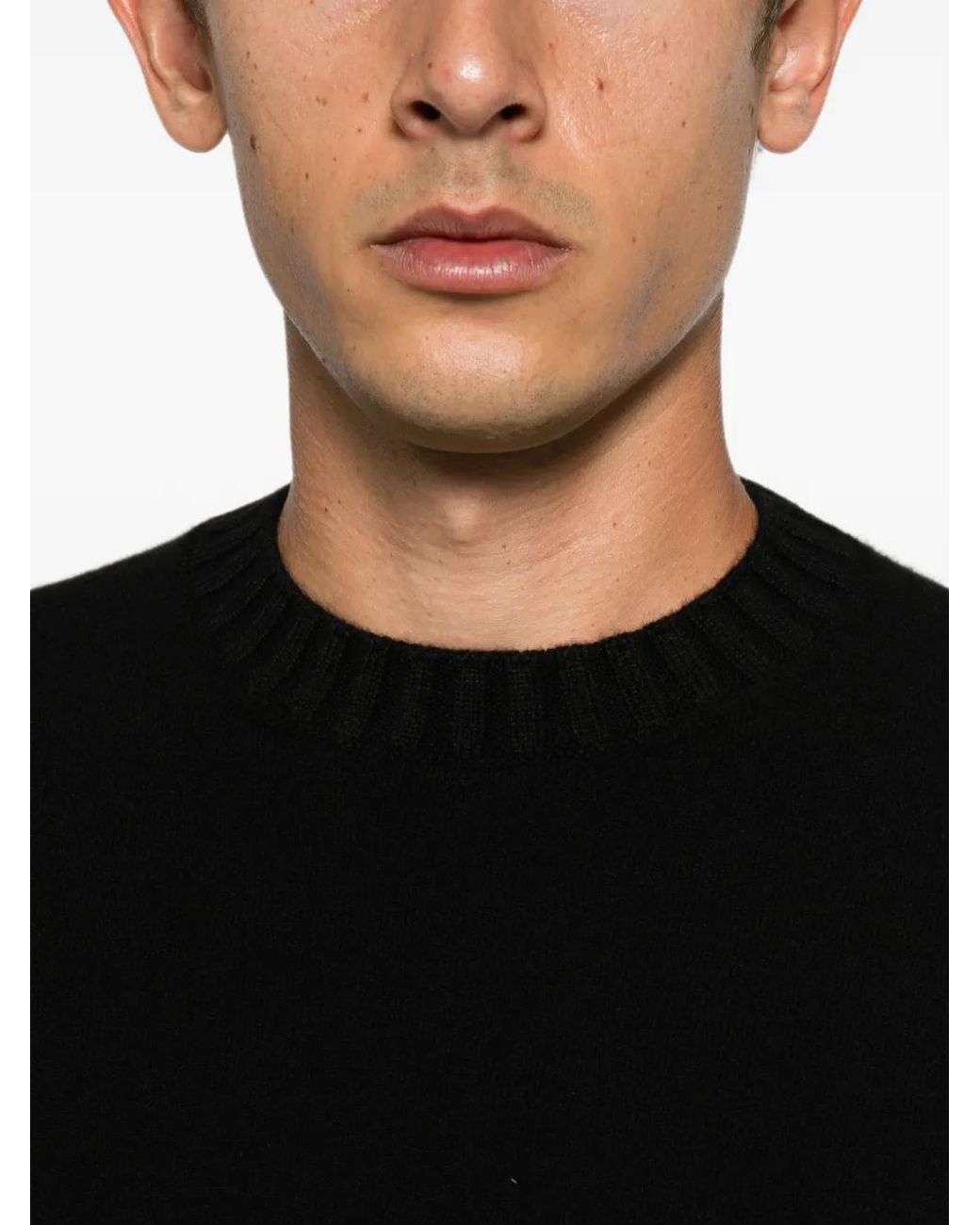Magazzino Ricambi Black Ribbed-Trim Crew-Neck Sweater for men