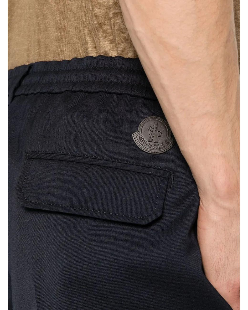 Moncler Blue Wool-Blend Trousers for men