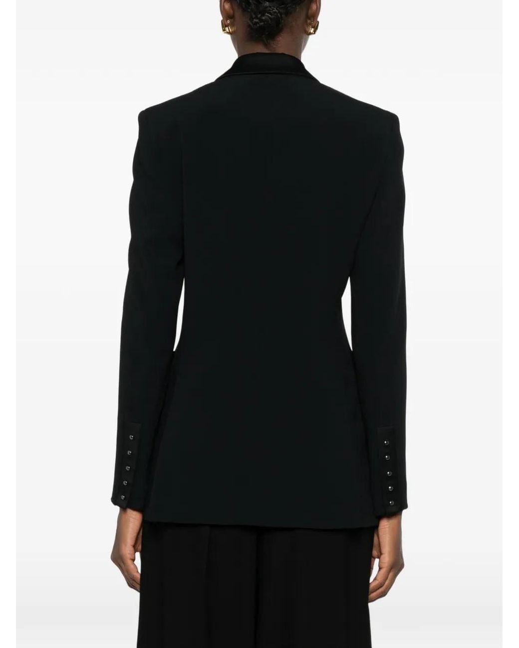 Emporio Armani Black Blazer À Bords Satinés