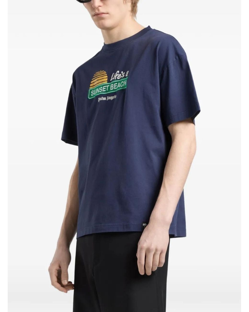 Palm Angels Blue Sunset Signal Graphic-Print T-Shirt for men
