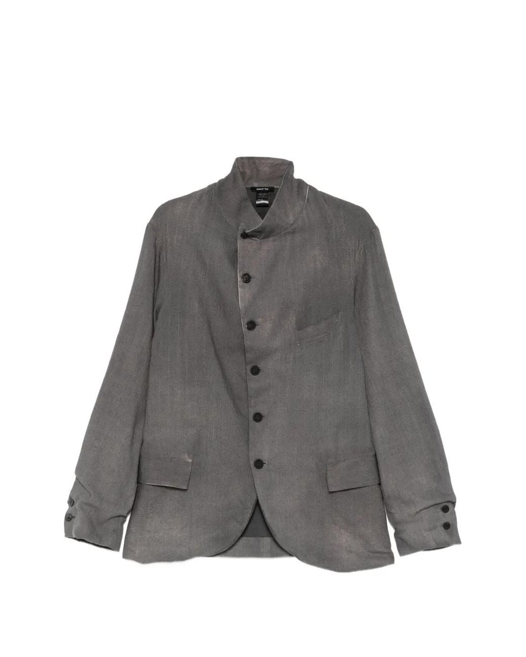 Avant Toi Gray Blazer Boutonné À Col Cheminée