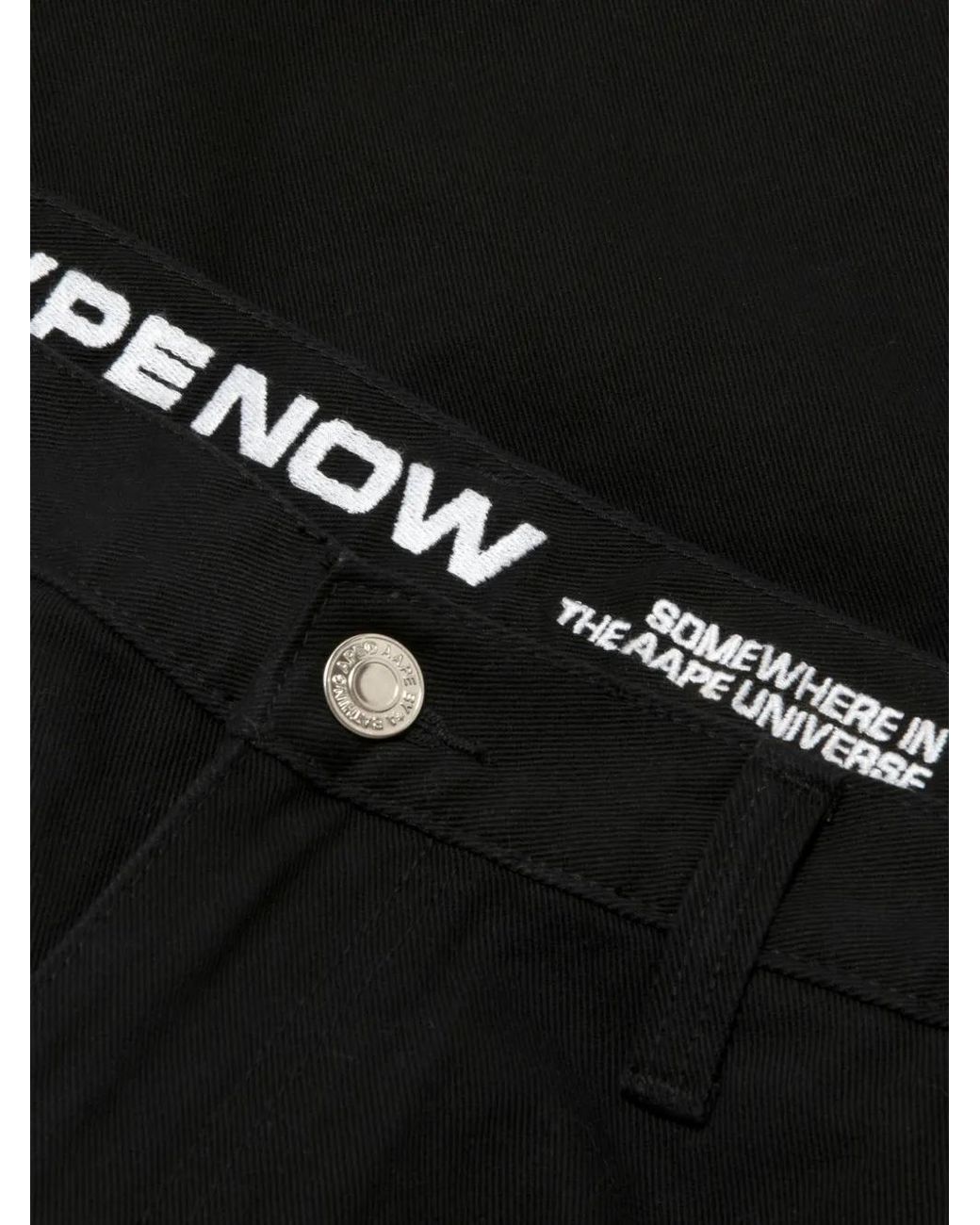 Aape By A Bathing Ape Black Logo-Embroidered Cotton Shorts for men