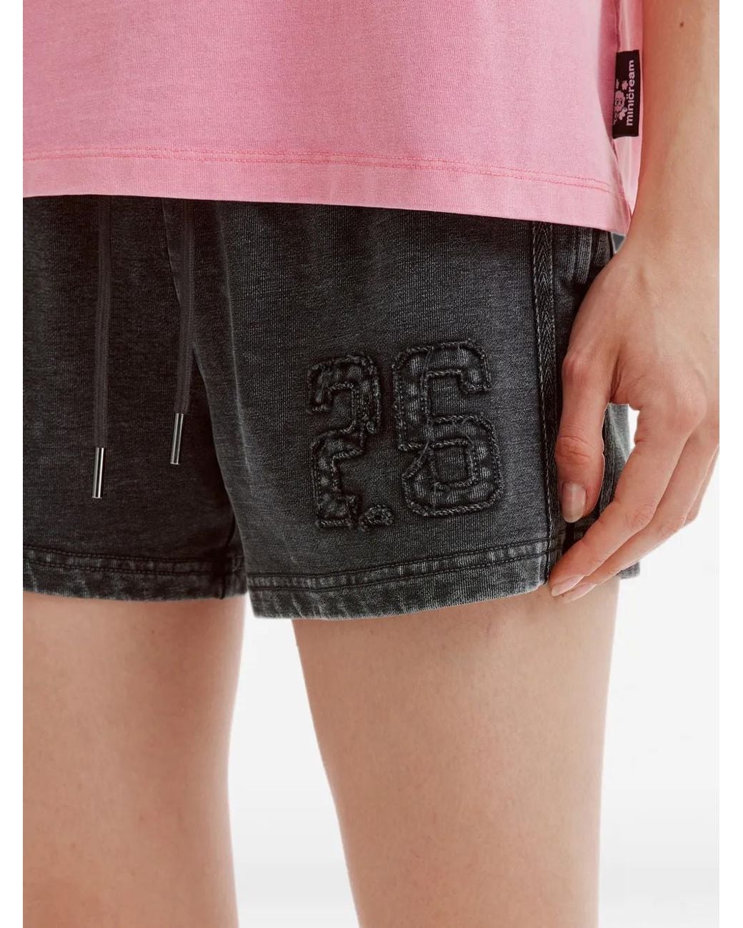 Mini Cream Black Faded Drawstring Shorts