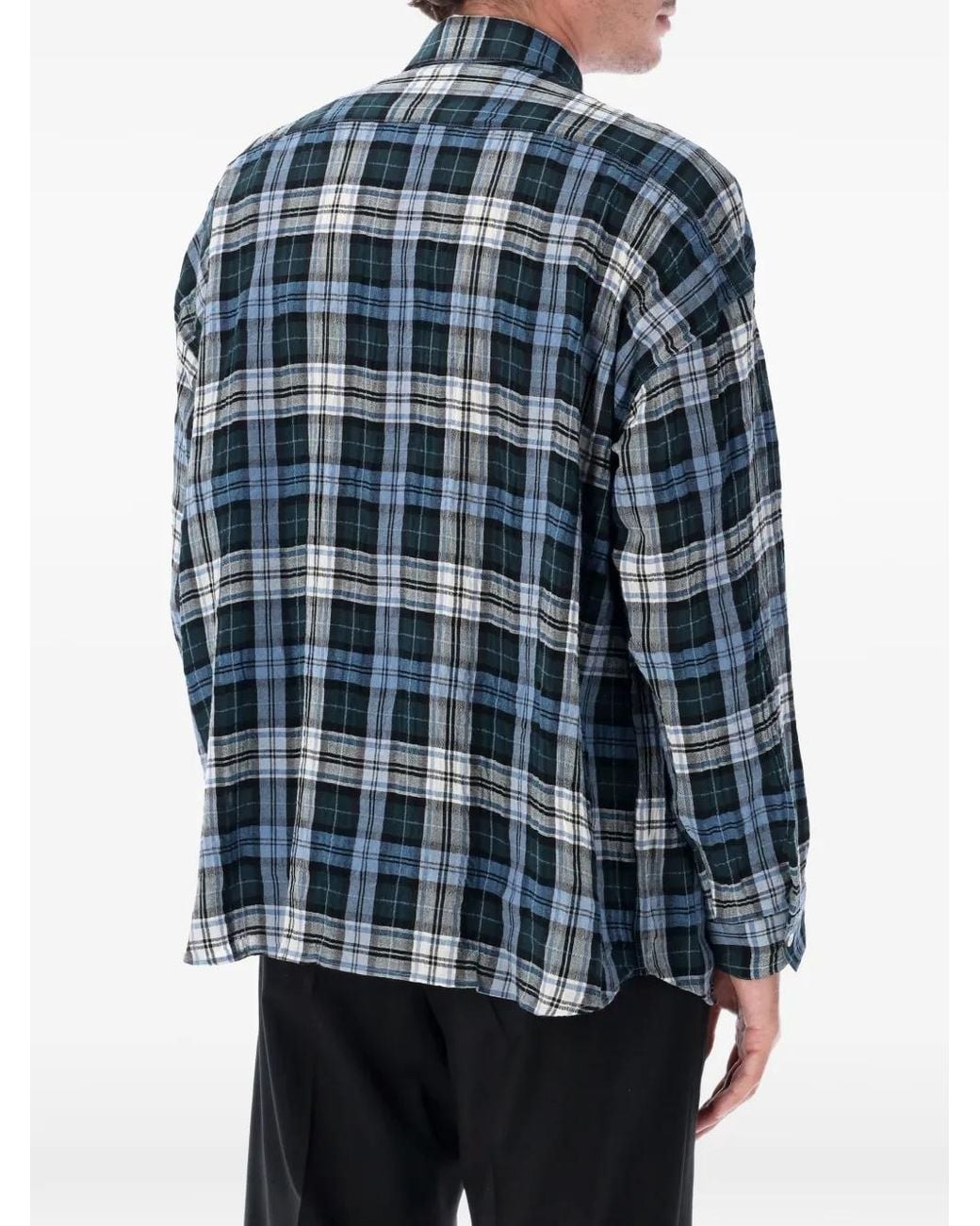 sunflower Blue Stable Check-Pattern Button-Down Shirt for men