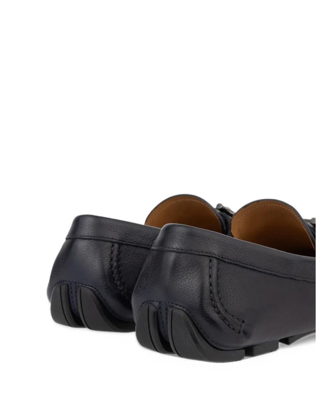 Ferragamo White Gancini Ornament Driver Loafers for men