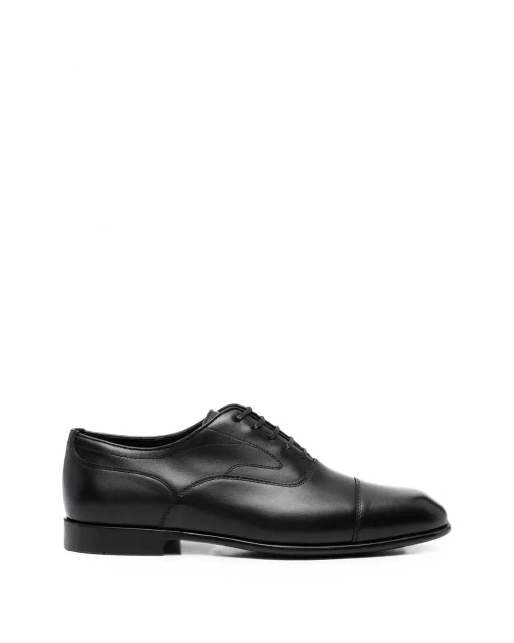 Ferragamo Black Trinity Cap-Toe Oxford Shoes for men