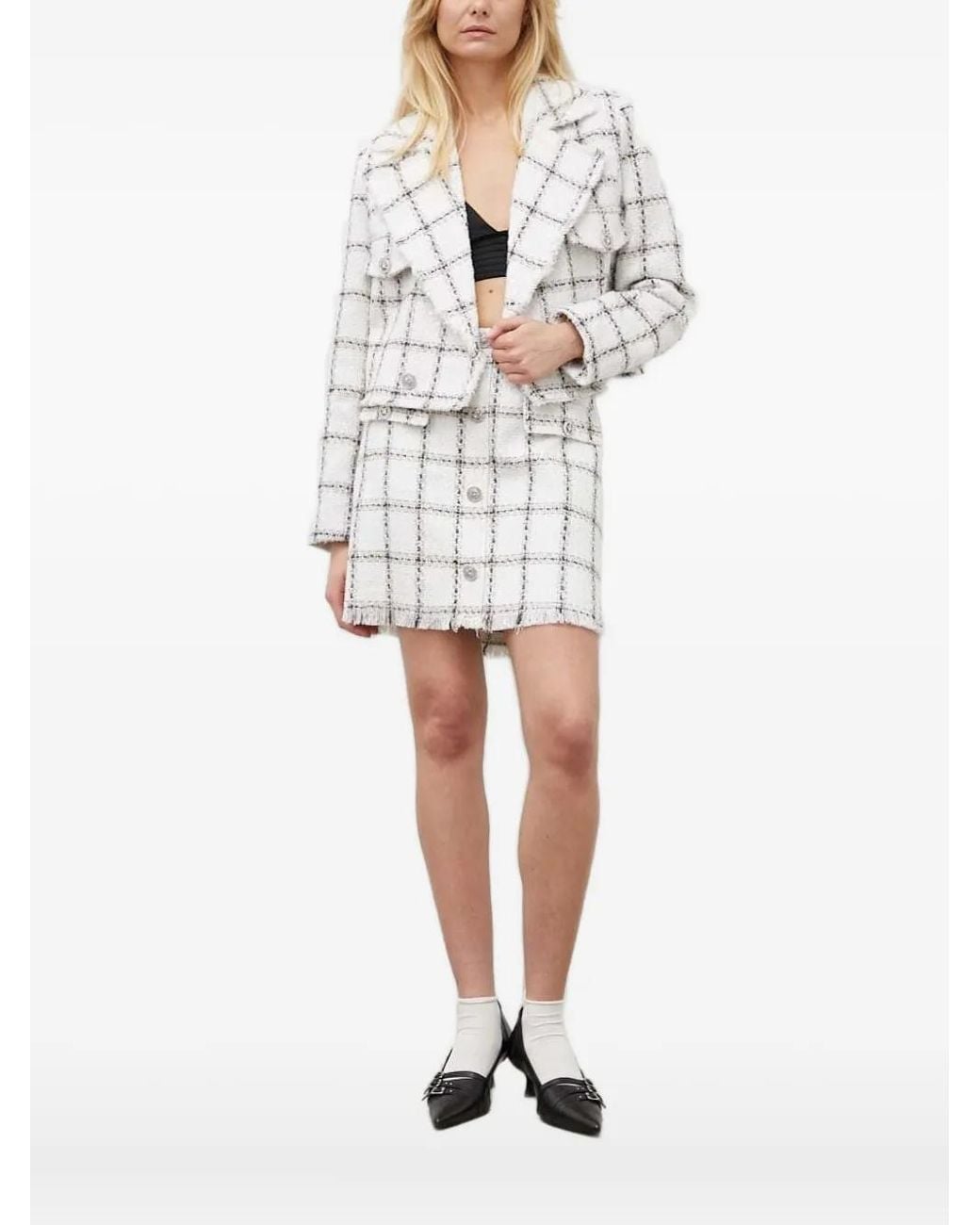 Bruuns Bazaar White Azolla Bb Nanya Checked Tweed Jacket
