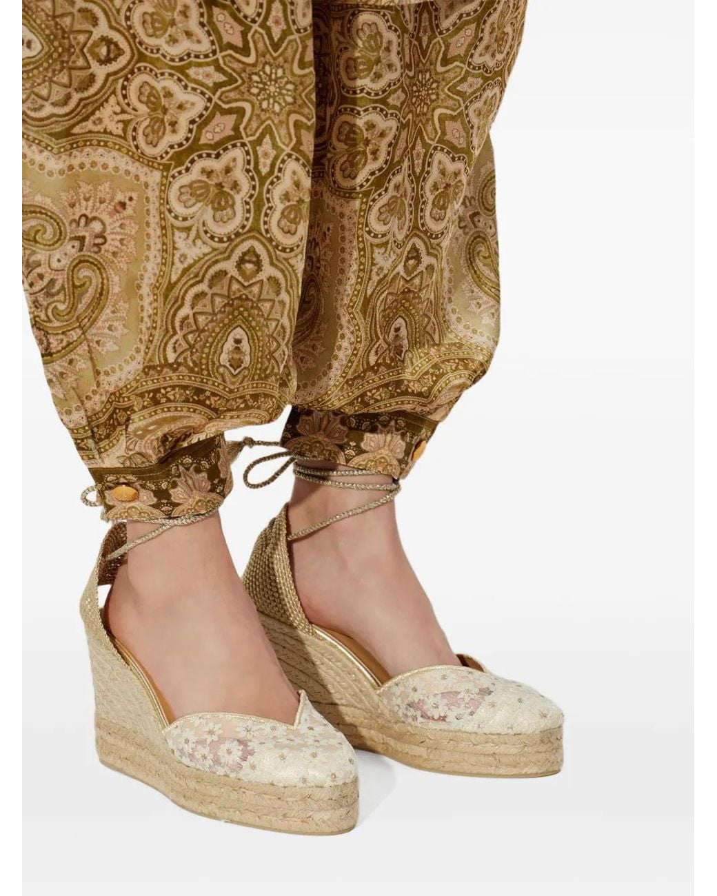 Castaner Metallic Clair Floral Lace Espadrille