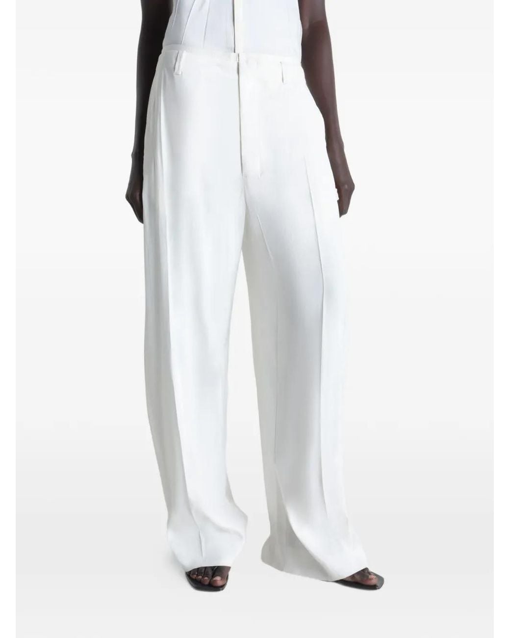 Lemaire White Creased Soft Pants