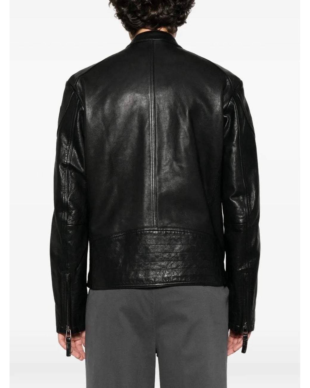 Blauer Black Logo-Patch Leather Jacket for men