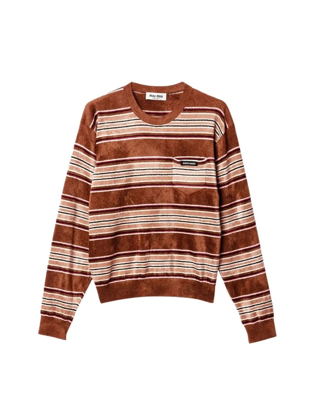 Miu Miu Brown Striped Pocket Knitwear