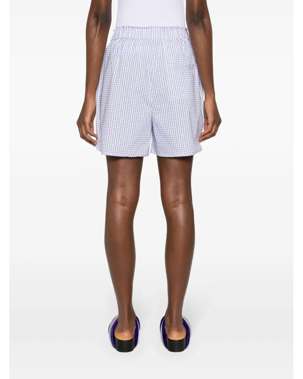 Forte_forte Blue Gingham-Check Cotton Shorts